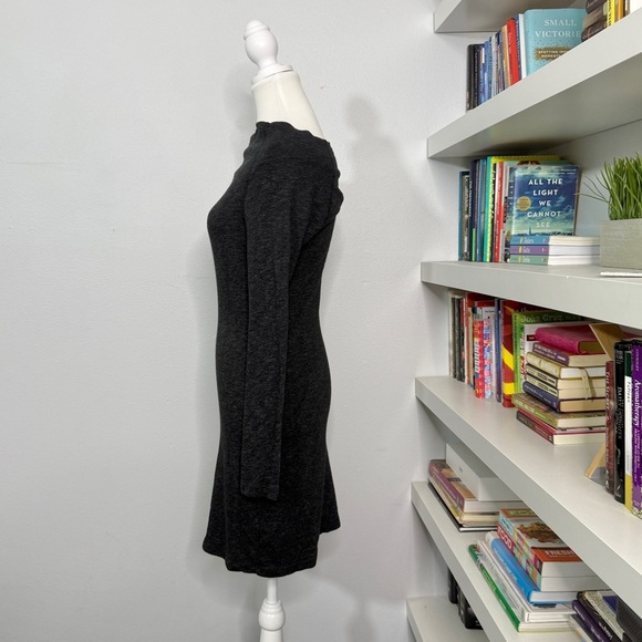 James Perse Charcoal Gray Cotton Knit Wide Neck Sheath Dress Small - Picture 4 of 12